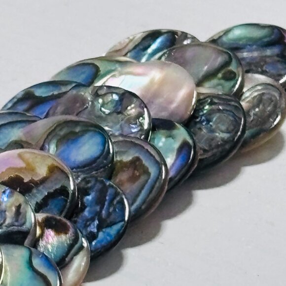 Abalone Shell Disc Bib Necklace Iridescent Statement Collar - Picture 12 of 13